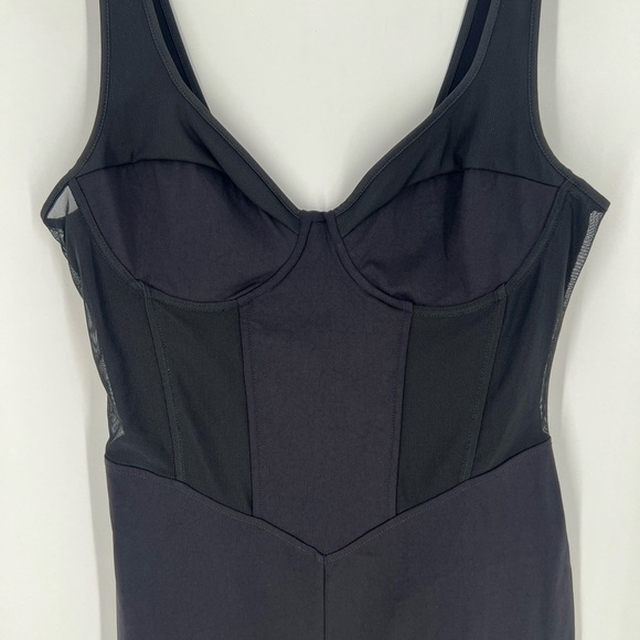 Zara Corset Combination Mesh Black Mini Dress - Picture 3 of 7